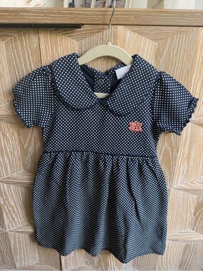 Auburn Tigers Navy Polka Dot Dress with Peter Pan collar — 4T